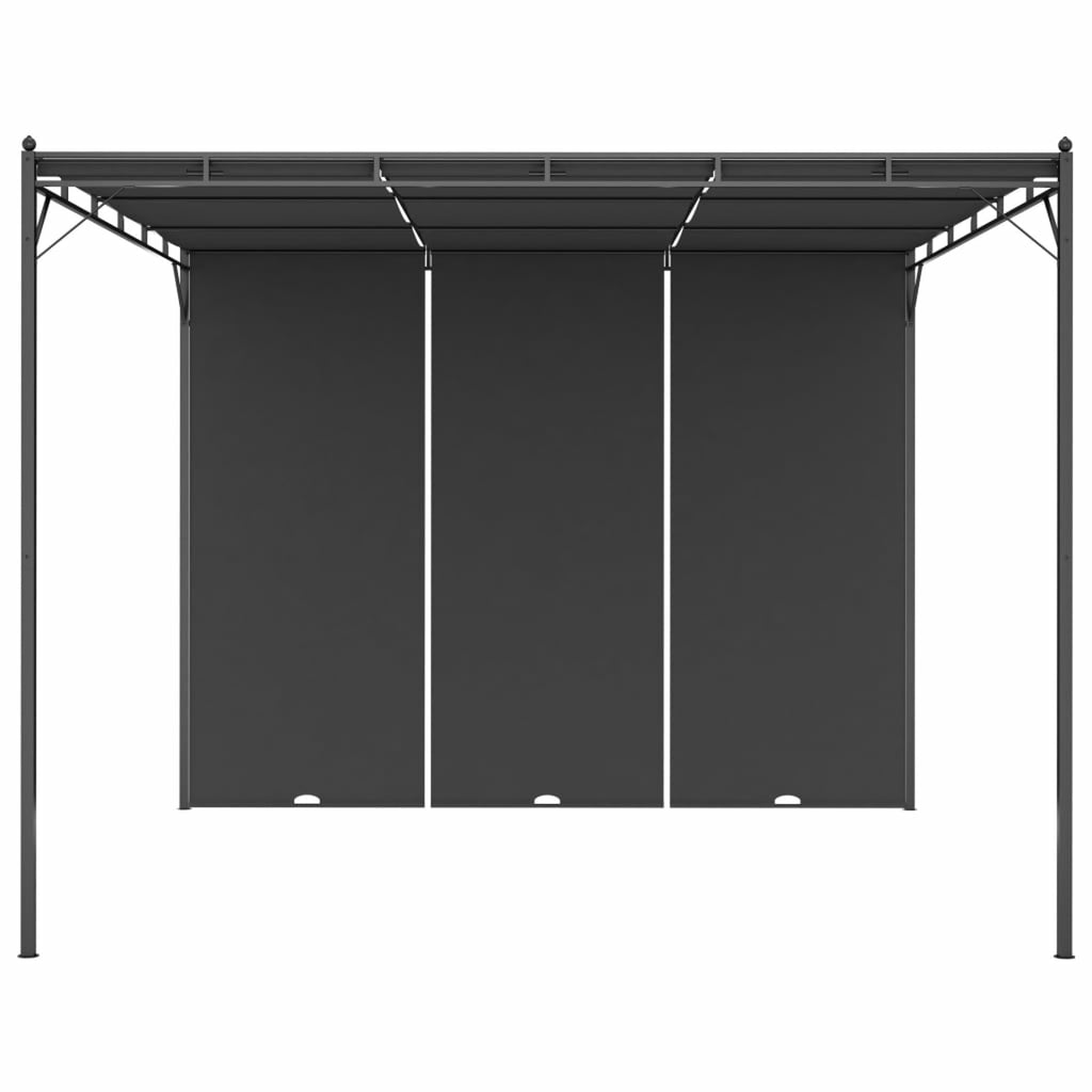 Garden Gazebo with Side Curtain Steel Frame Sun Shade Shelter 118.1 x 118.1 x 88.6 Inches I5131