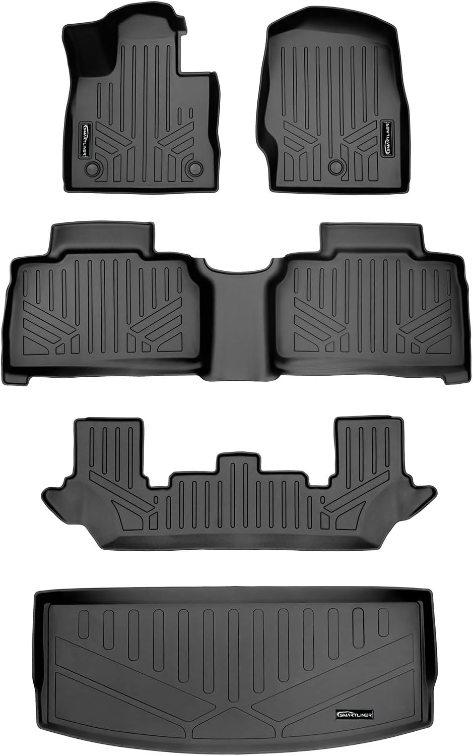 Black 3 Row Floor Mats and Cargo Liner Set D1497