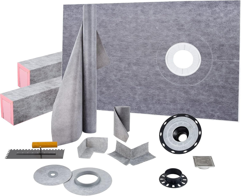 38" x 60" Watertight Shower Curb Overlay with 4" Stainless Steel Grate R93668