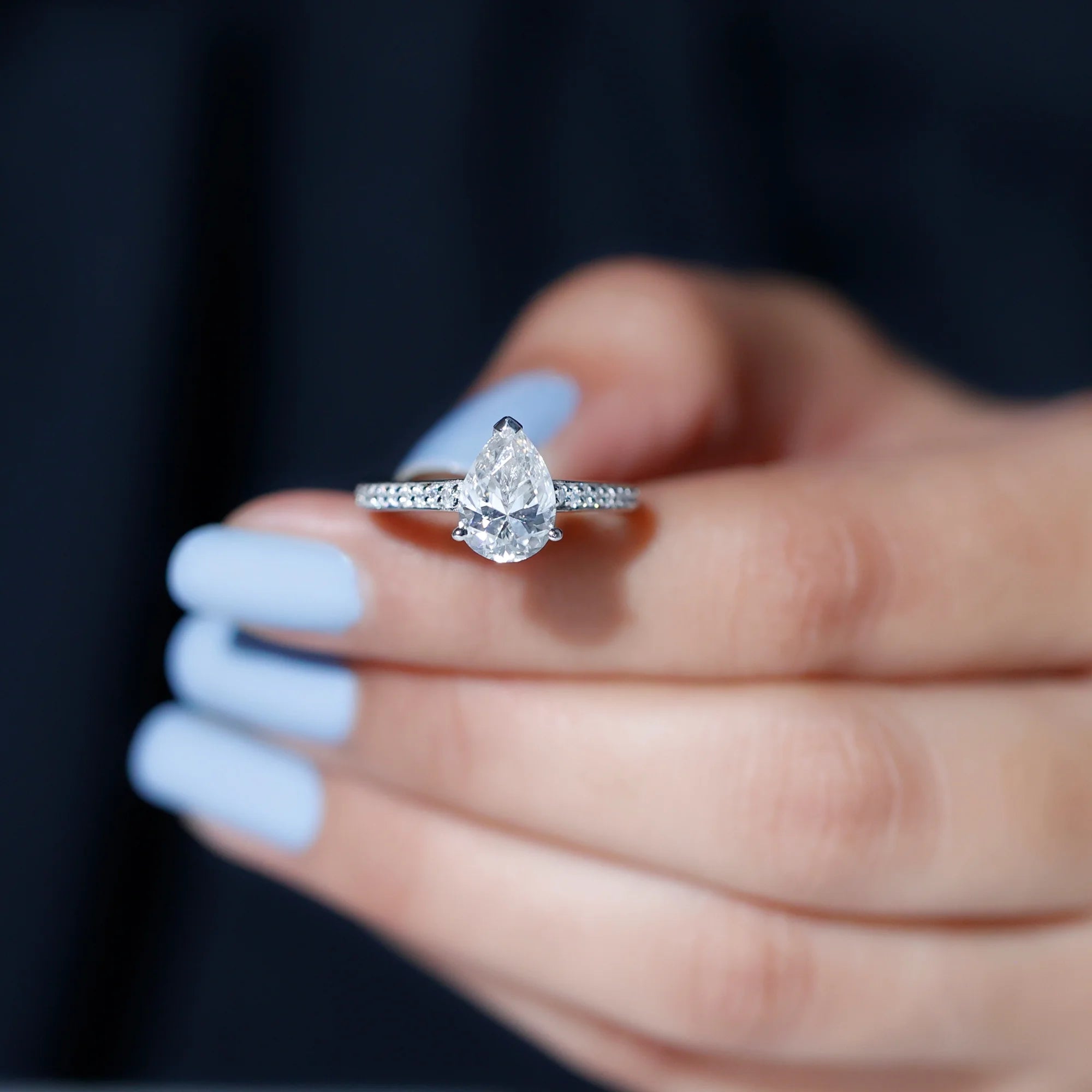 2.75 CT Pear Cut Moissanite Solitaire Engagement Ring, 925 Sterling Silver X173338