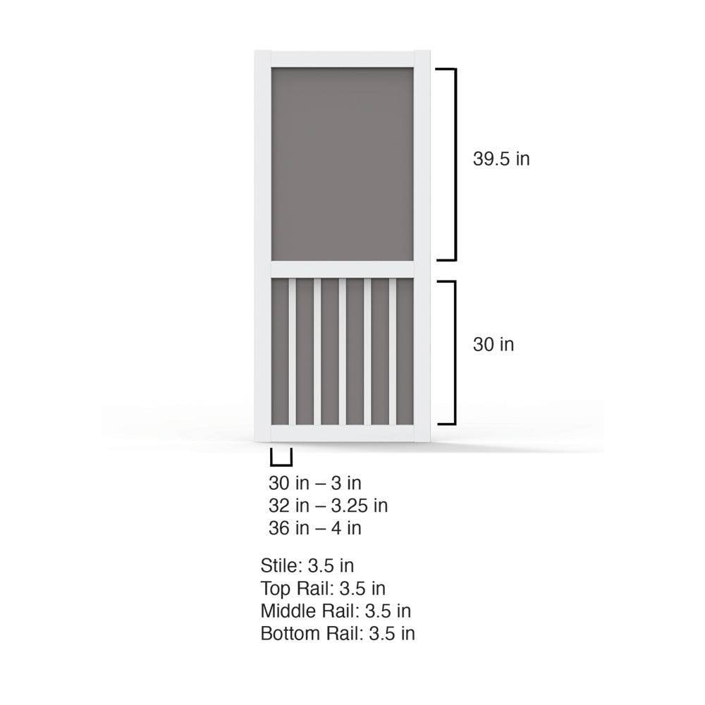 Solid Vinyl White 5-Bar Screen Door C248