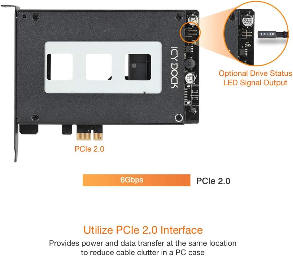 2.5" SATA SSD/HDD to PCIe 2.0 x1 Hot-Swap Mobile Rack for PCIe Expansion Slots, Pack of 2 N6073
