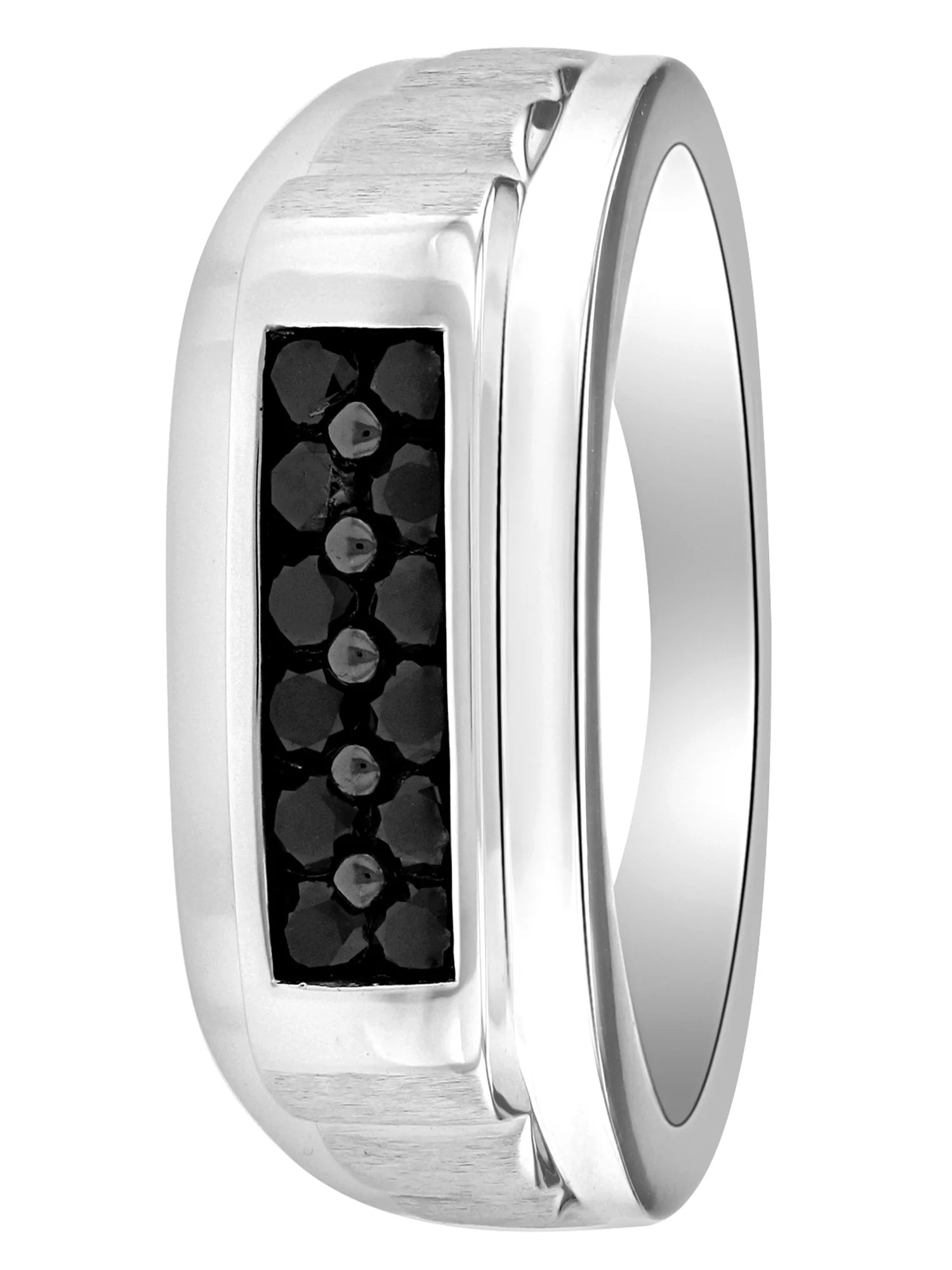 High Polish Black Diamond Sterling Silver Ring N876