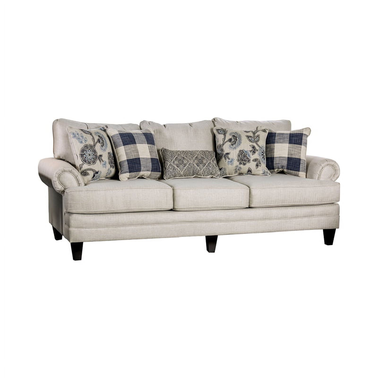 Ivory Fabric 3pc Sofa Set with Floral Chair M806663