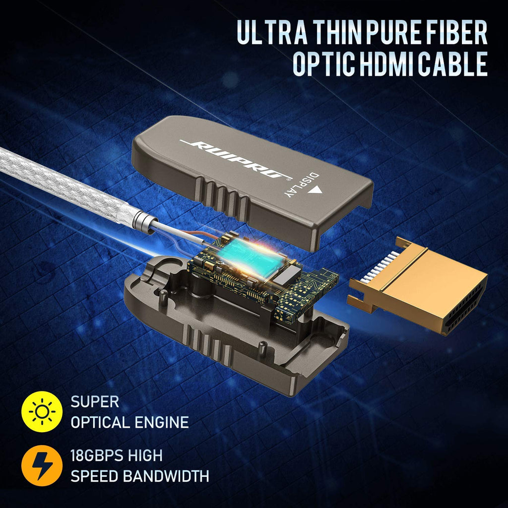 HDMI Ultra Thin Fiber Optic Cable 6ft 4K 60Hz HDMI 2.0b High Speed 18Gbps Pack of 2 E67908