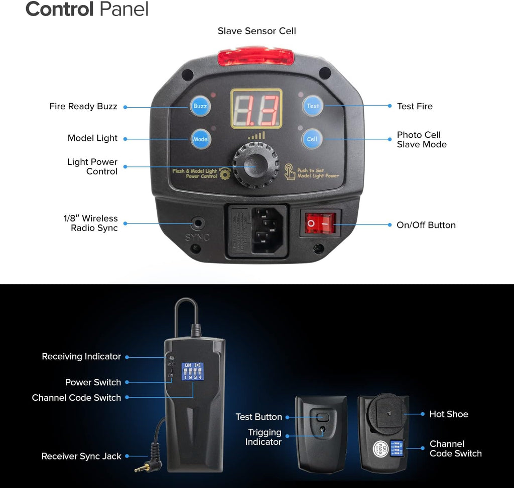 300W 5600K Flash Strobe Monolight with Wireless Trigger & Receiver Kits K866