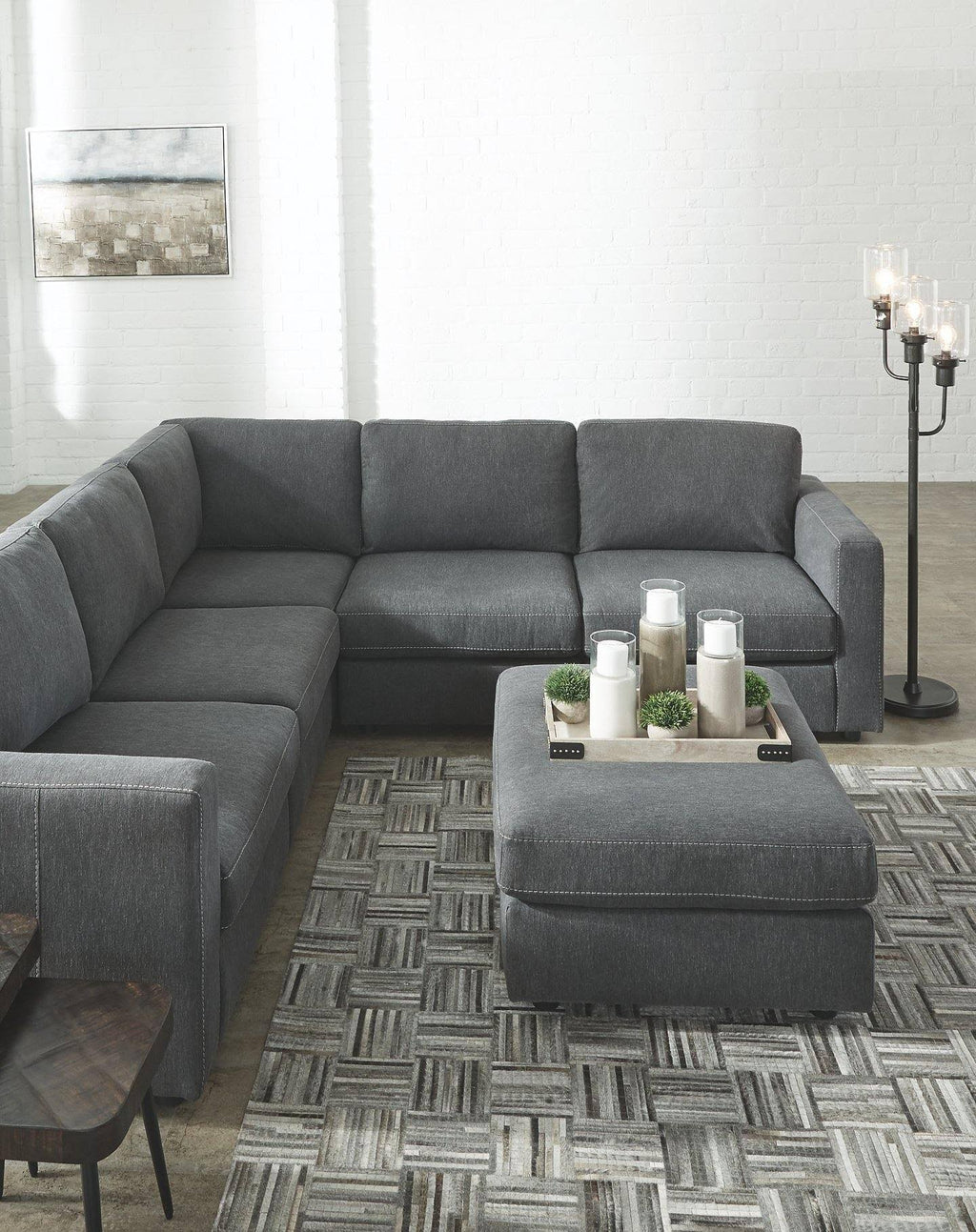 Charcoal Oversized Accent Ottoman V6915