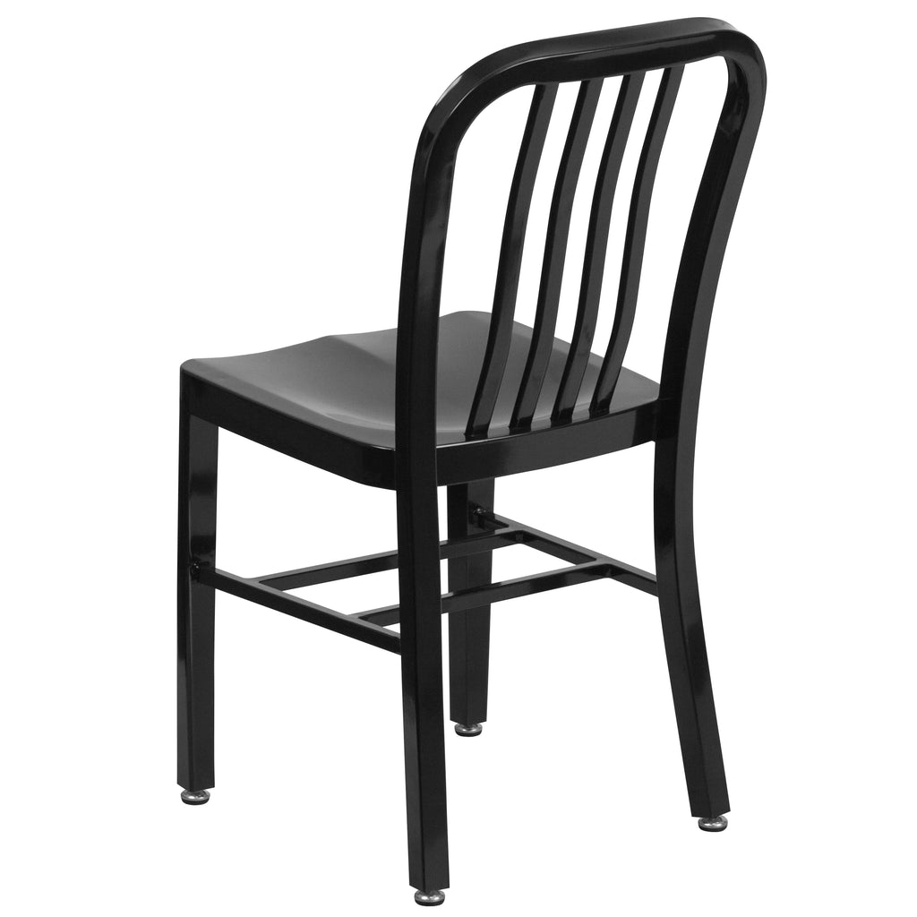 18 Inch Black Galvanized Steel Indoor/Outdoor Dining Chair T7469