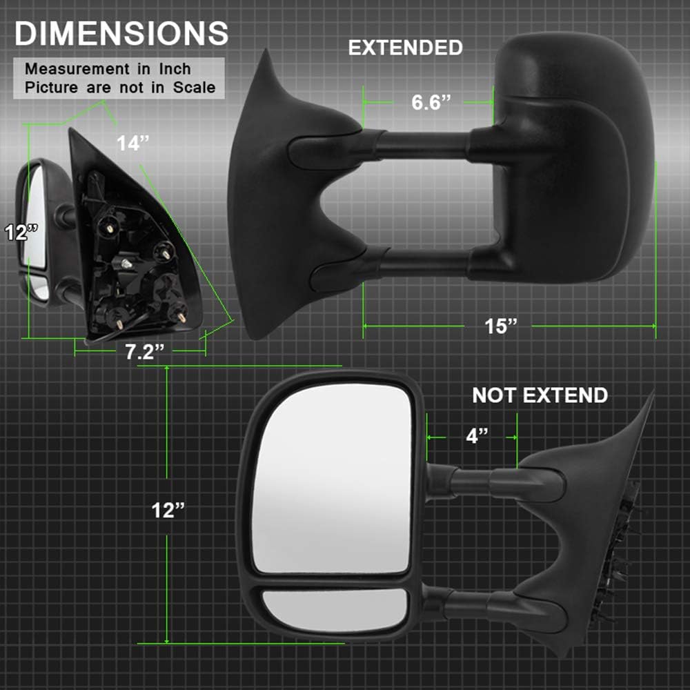 Telescoping Power Heat Side Towing Mirror Driver Passenger For Ford F250 F550 SuperDuty Excursion K966