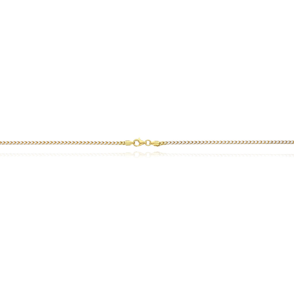 18K Yellow Gold Over Silver 2mm White Pave Franco Chain Necklace 18"-24" Y392