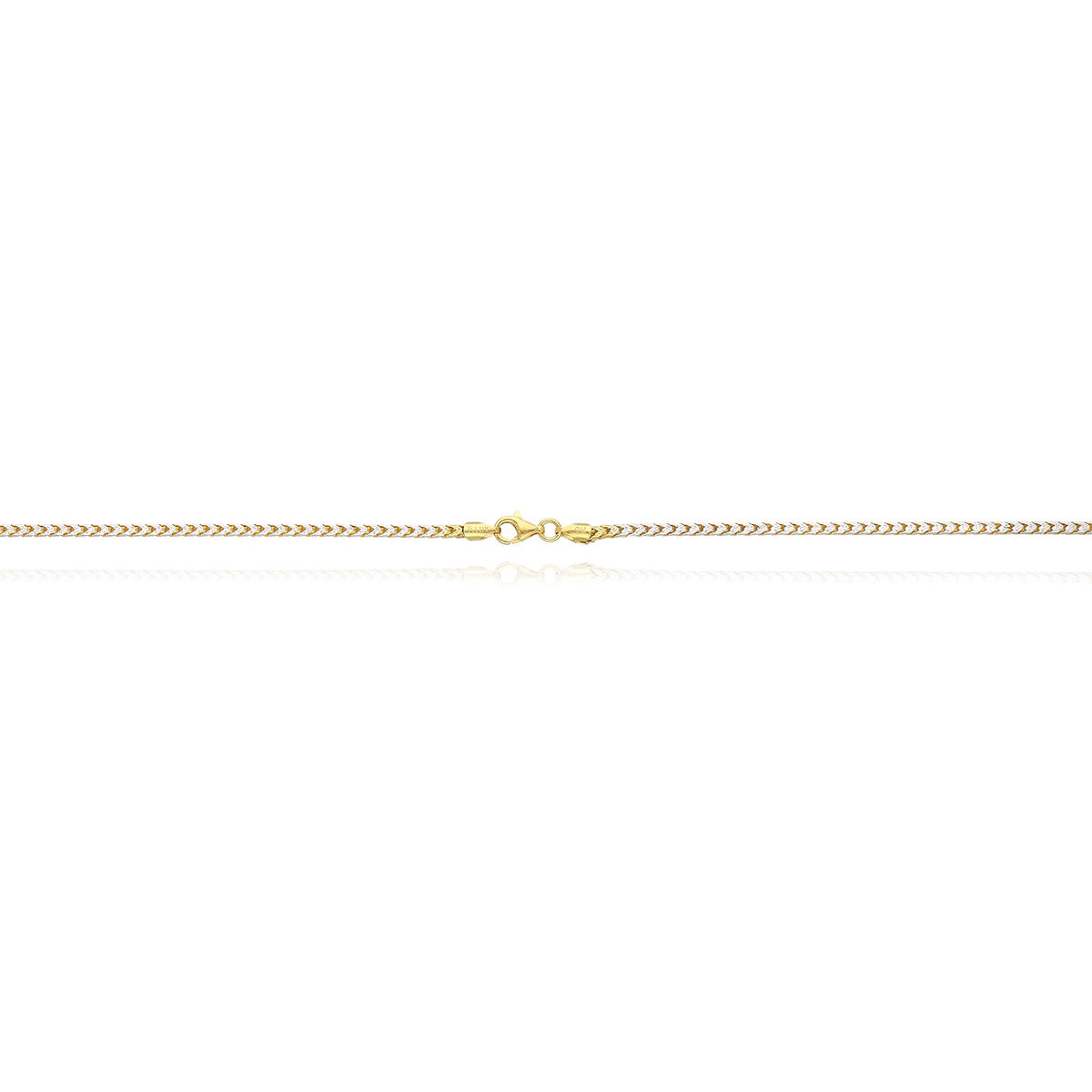 18K Yellow Gold Over Silver 2mm White Pave Franco Chain Necklace 18"-24" Y392