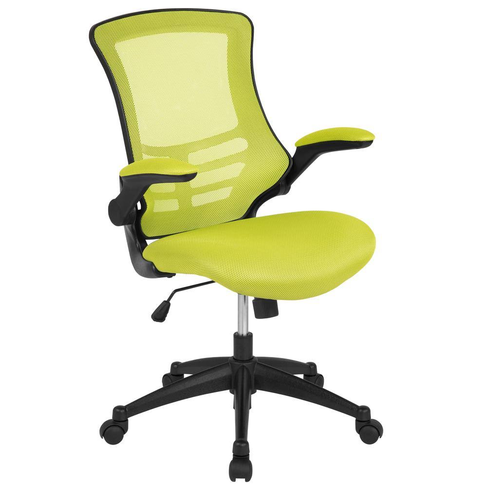 Green Mesh Swivel Ergonomic Task Office Chair with Flip-Up Arms X58072