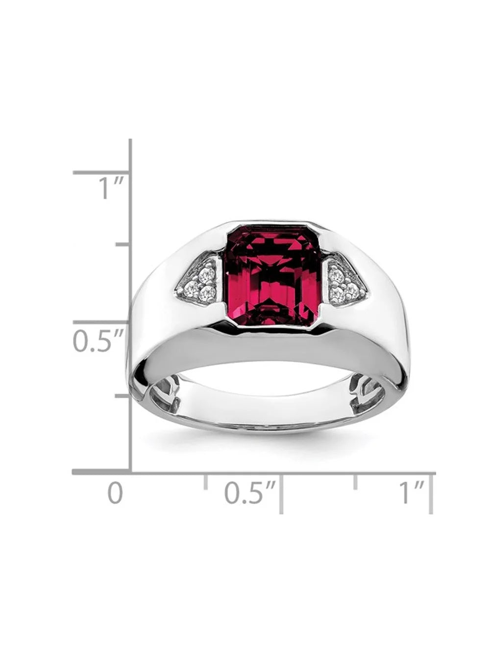 14K White Gold Ruby Ring with Diamonds D698