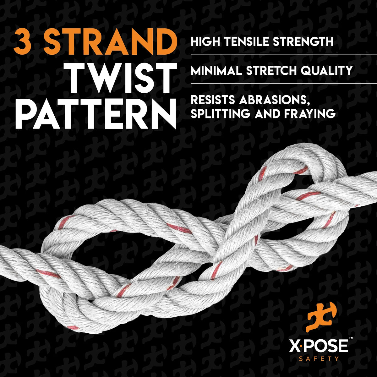 3 Strand Safety Rope 3/8 In. x 600 Ft. UV Coated Polypropylene Rope Z227983