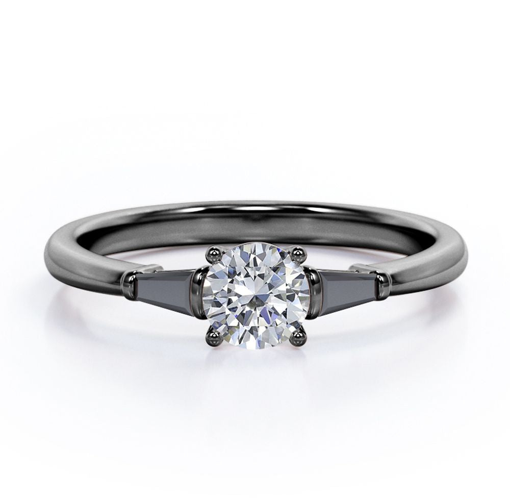 Minimalist Engagement Ring with Lab Created Black Diamond Z991