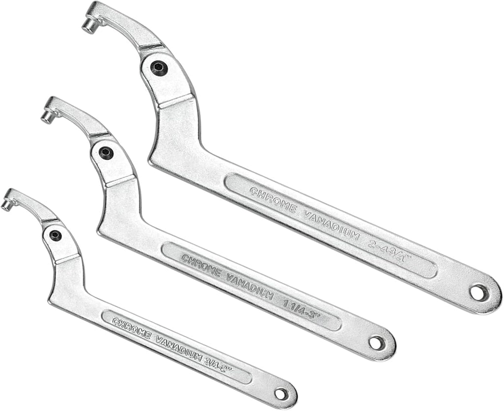 Adjustable C Spanner Hook Wrench Silver 2"-4 3/4" (51-121mm) Pack of 2 D359711