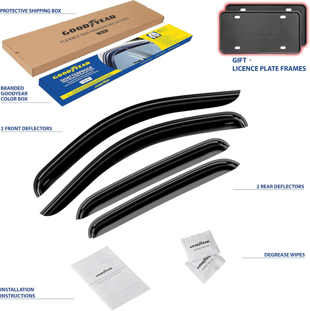 Tape-on Window Deflectors for Chevrolet Silverado/GMC Sierra 2007-2013 Crew Cab, 4 pcs P590