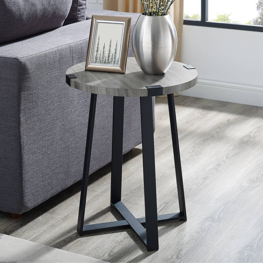 Slate Gray Round Side Table L62089