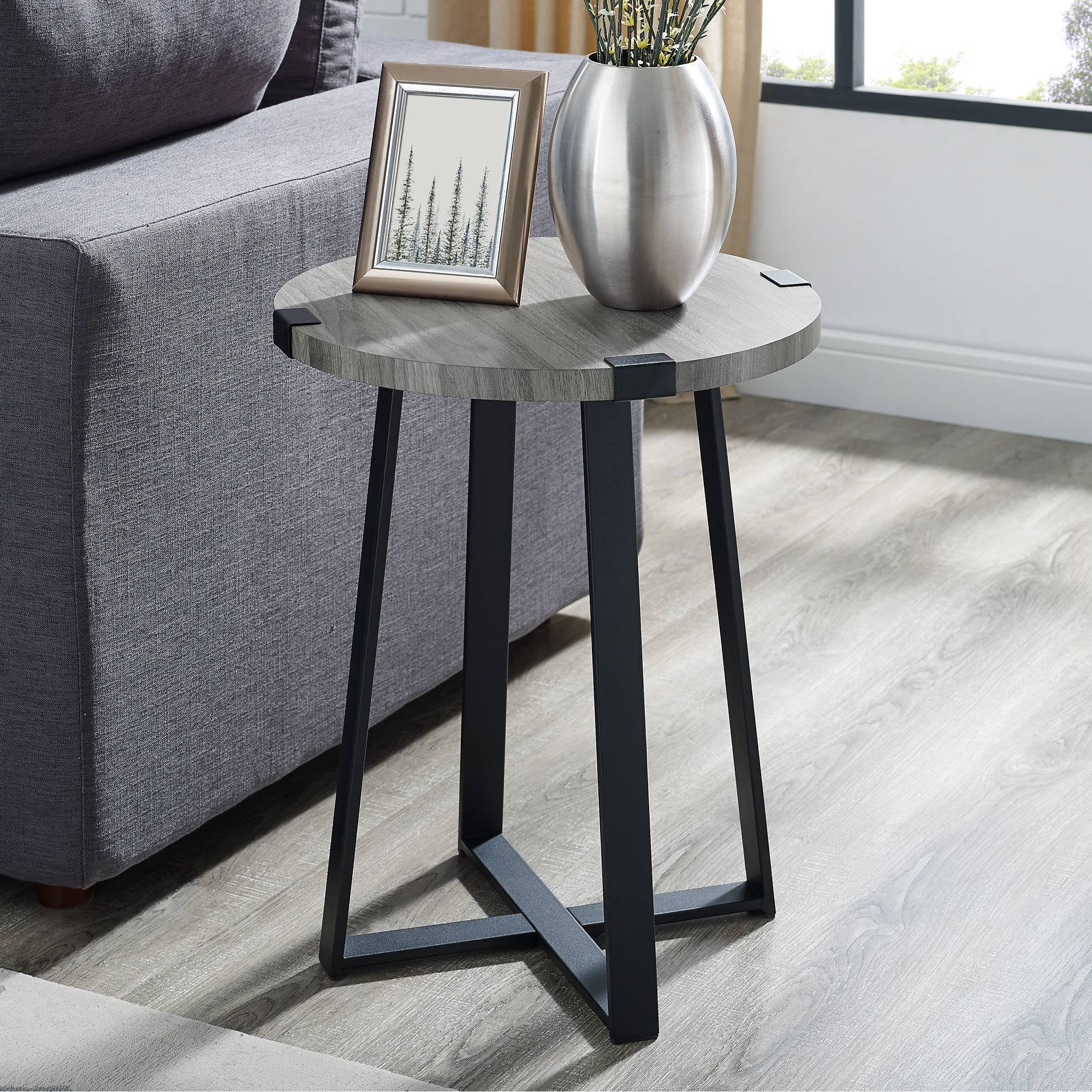 Slate Gray Round Side Table L62089