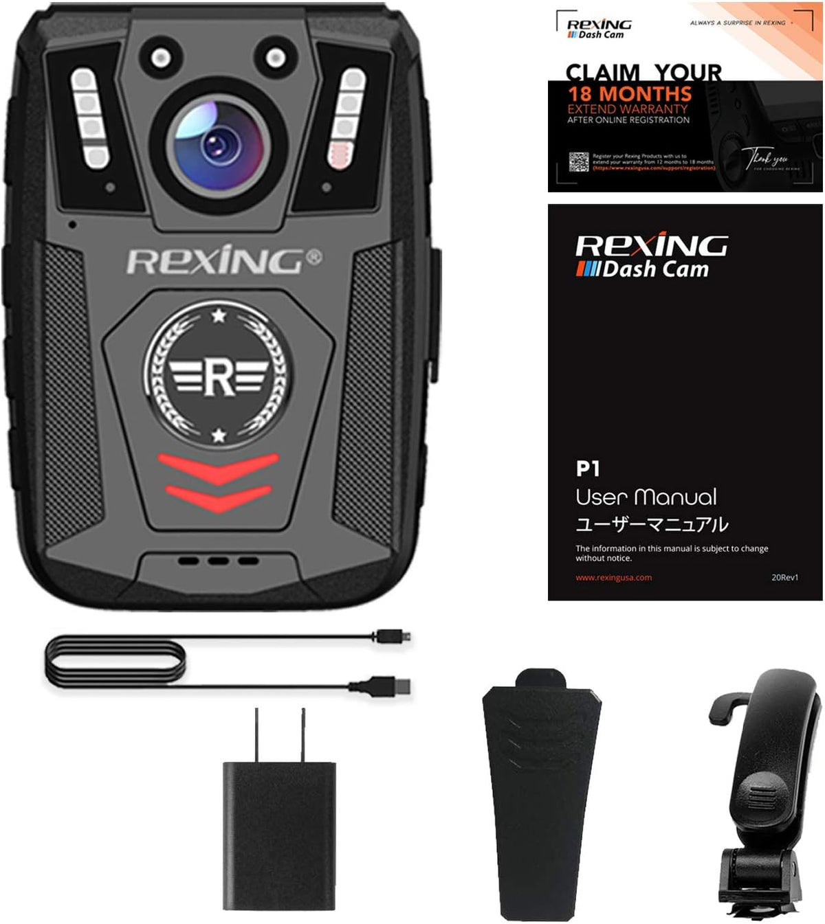 Body Worn Camera with 2” Display 1080p Full HD, 64G Memory, Infrared Night Vision, 3000 mAh Battery, Waterproof Z842