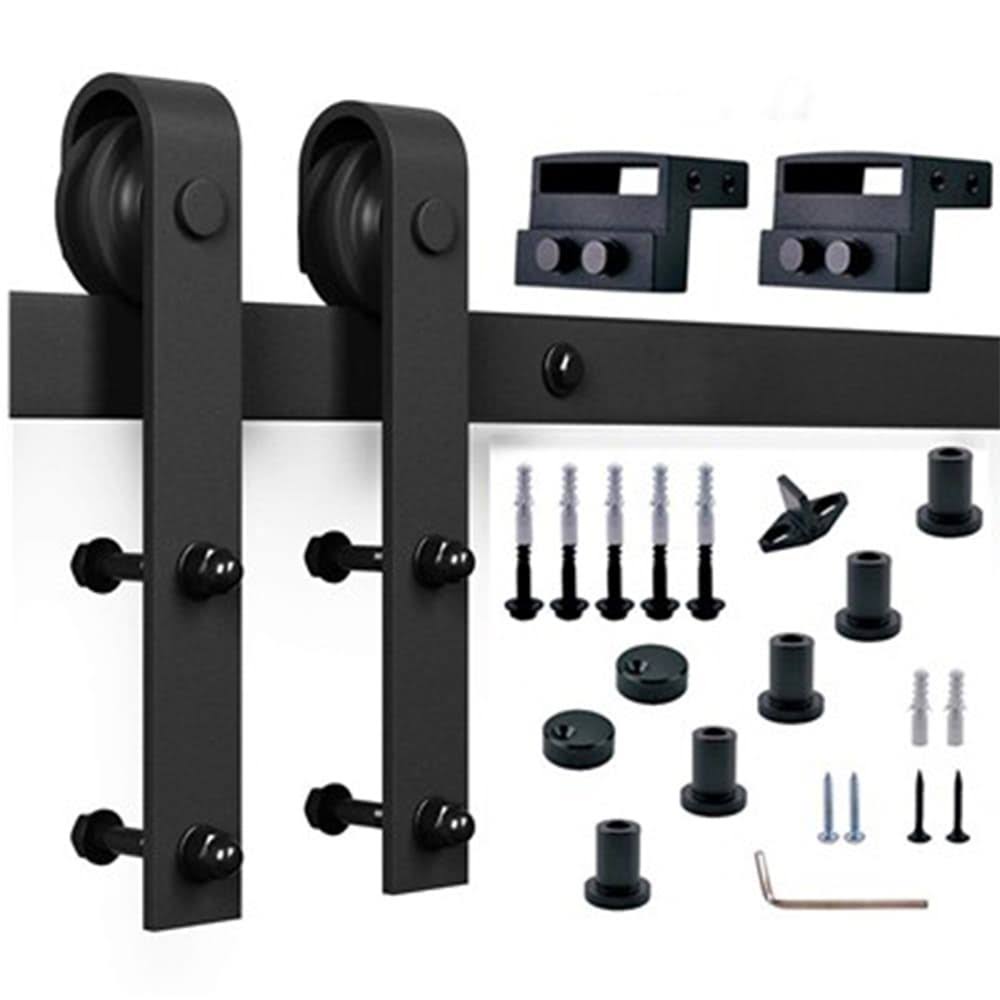 Paneled Wood Painted Barn Door with Installation Hardware Kit S297607