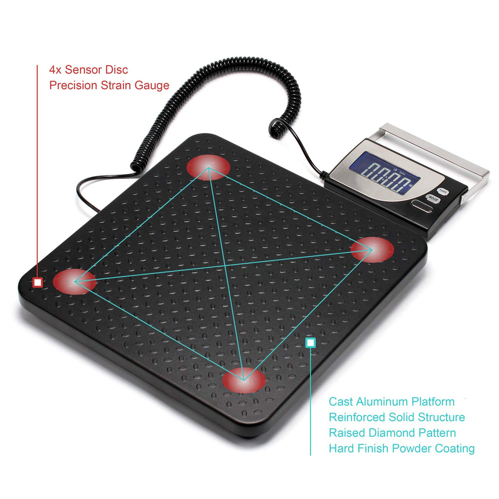 Digital Heavy Duty Postal Shipping Scale, Cast Aluminum Pan, Backlit LCD, AC Adapter, Multi Weight Unit, Pack of 2 W359340