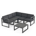 6 Piece Outdoor Aluminum Sectional Sofa Set in Dark Gray I2739