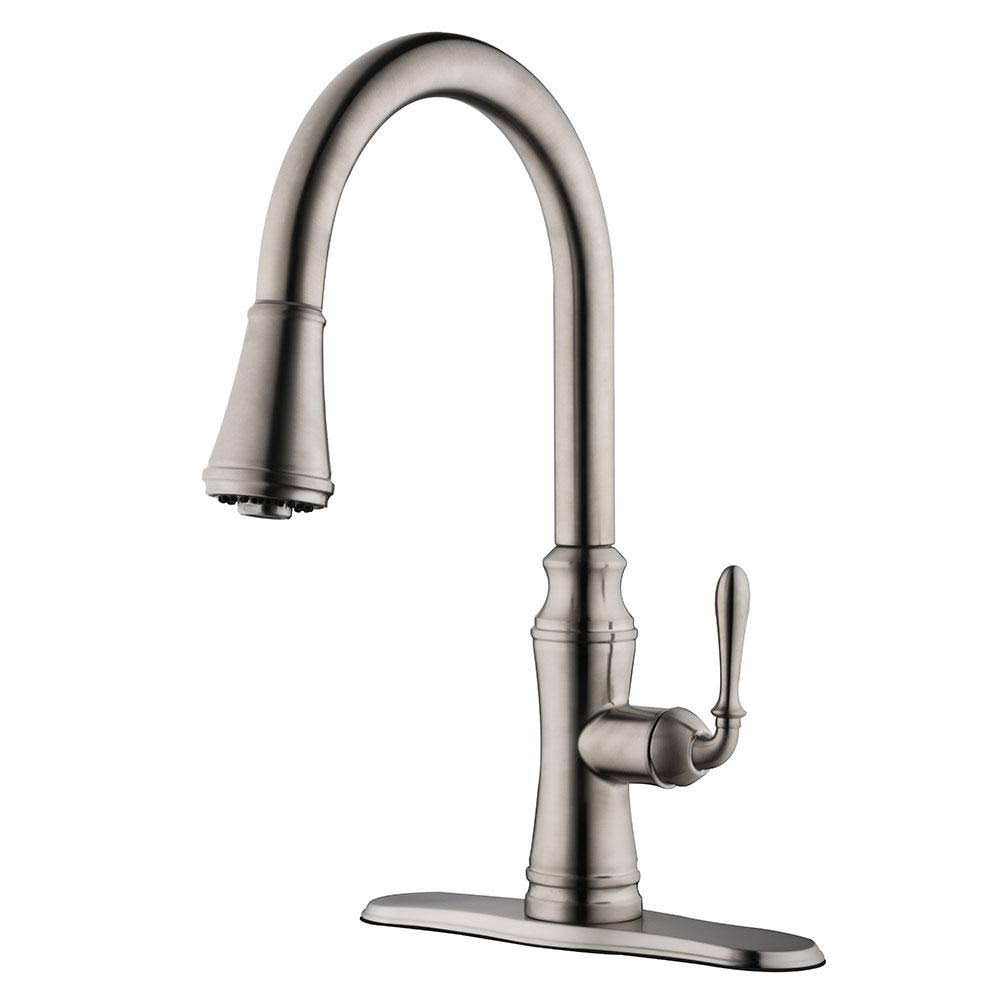 Polished Nickel Single-Handle Pull-Down Kitchen Faucet S5218