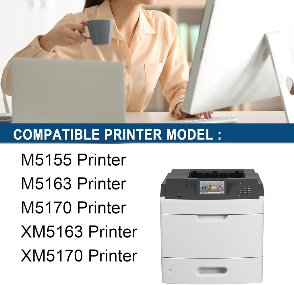 1 Pack Black High Yield Toner Cartridge Replacement for Lexmark M5163 M5170 XM5170 XM5163 Printer L71672