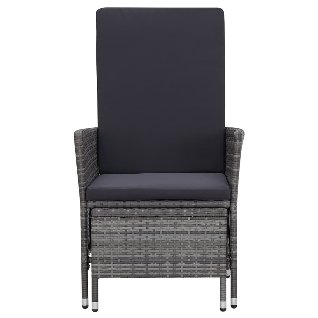 2 Piece Poly Rattan Gray Patio Lounge Set with Cushions Armchair Footrest Coffee Table L527