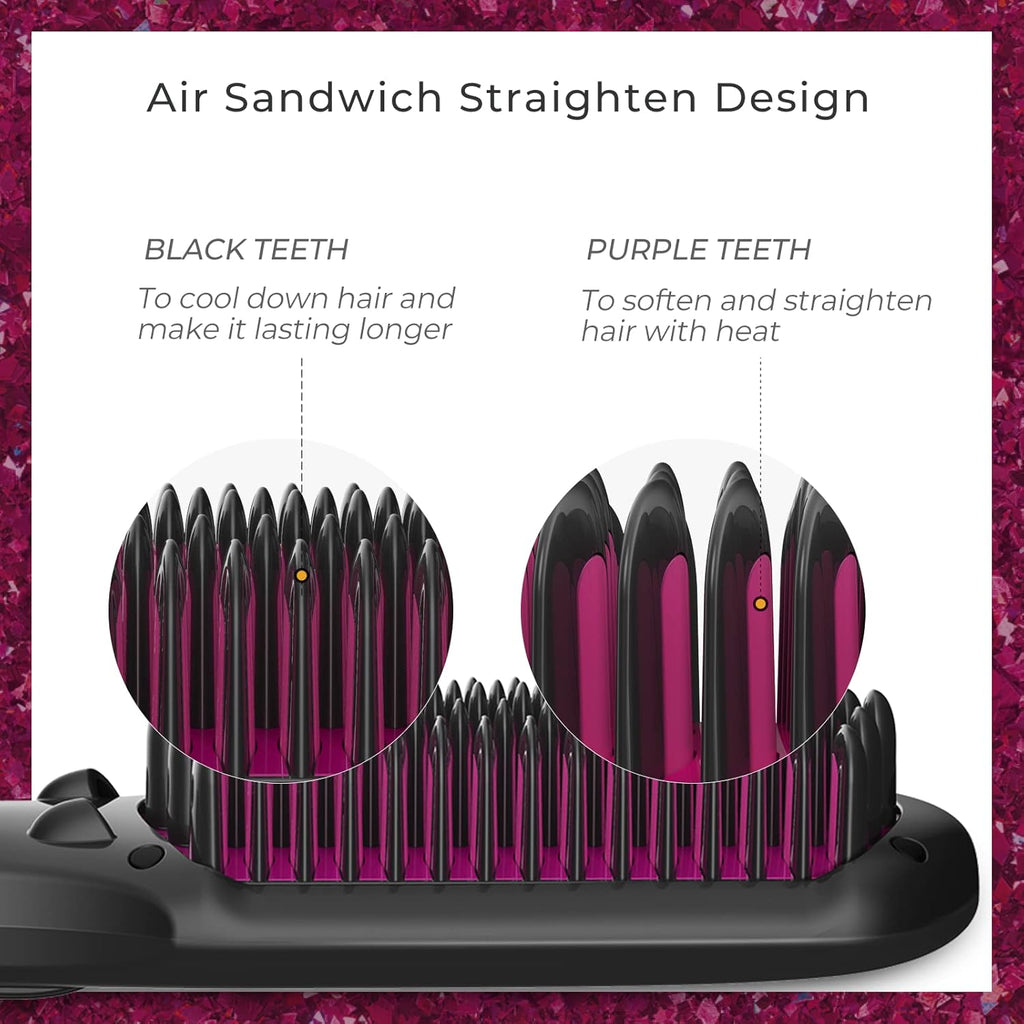 Ionic Hair Straightener Brush with 16 Heat Levels, Pack of 2 V8864