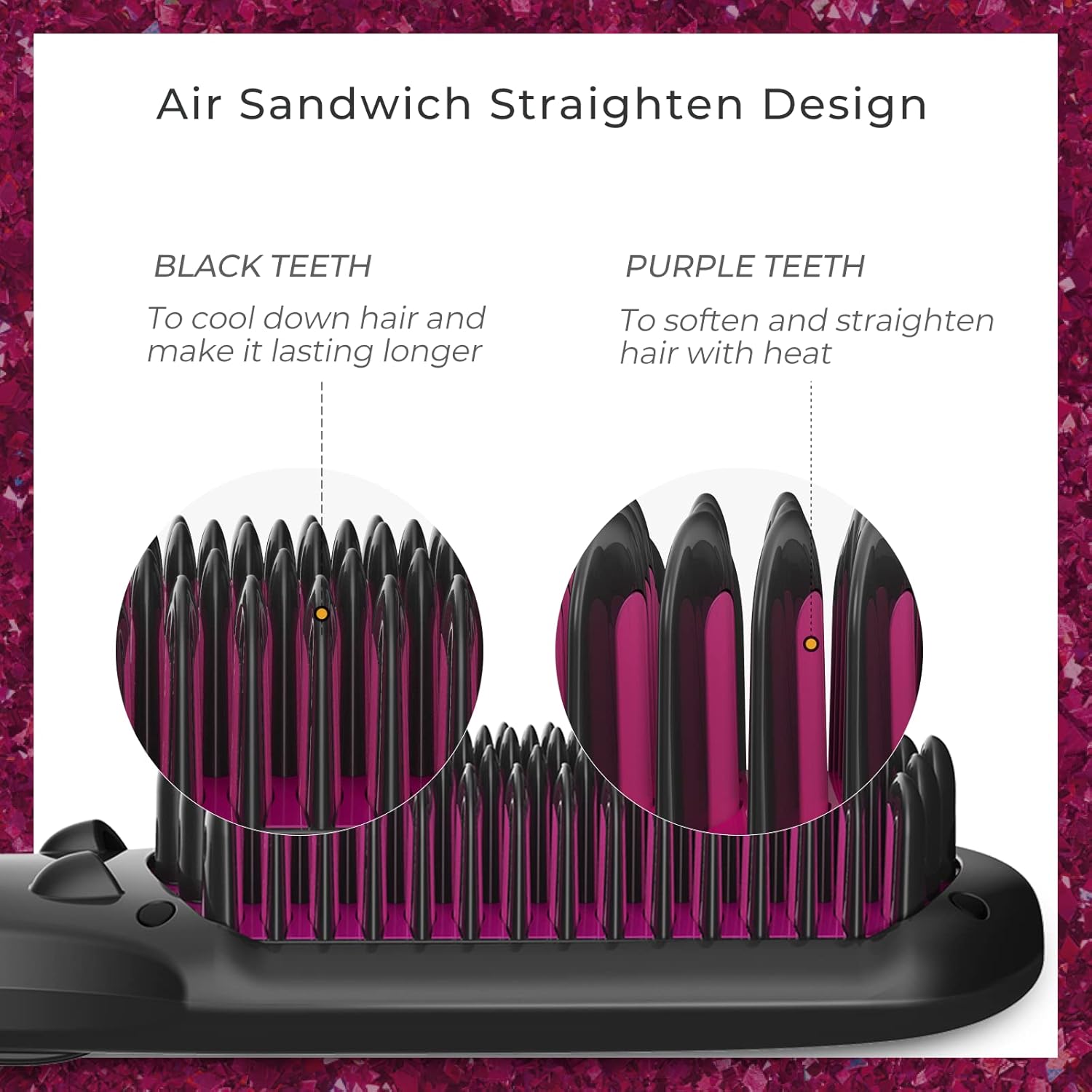 Ionic Hair Straightener Brush with 16 Heat Levels, Pack of 2 V8864