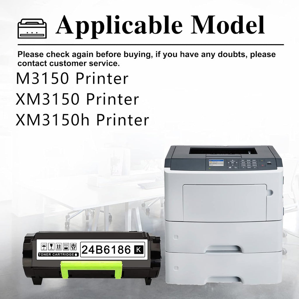2-Pack Black Toner Cartridge for Lexmark M3150 XM3150 XM3150h Printer F70771