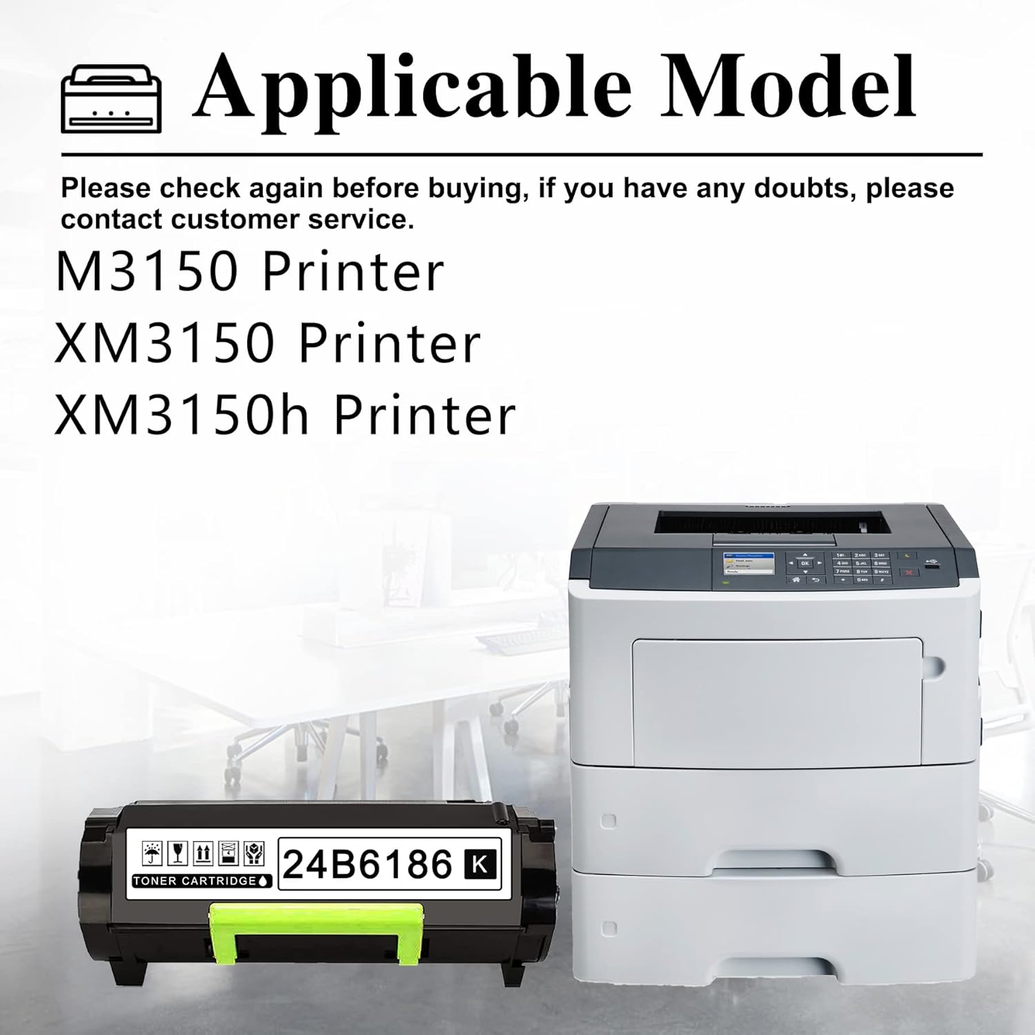 2-Pack Black Toner Cartridge for Lexmark M3150 XM3150 XM3150h Printer F70771