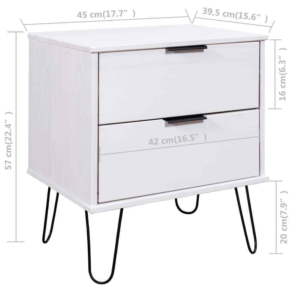 White Solid Pine Wood Bedside Cabinet C53019