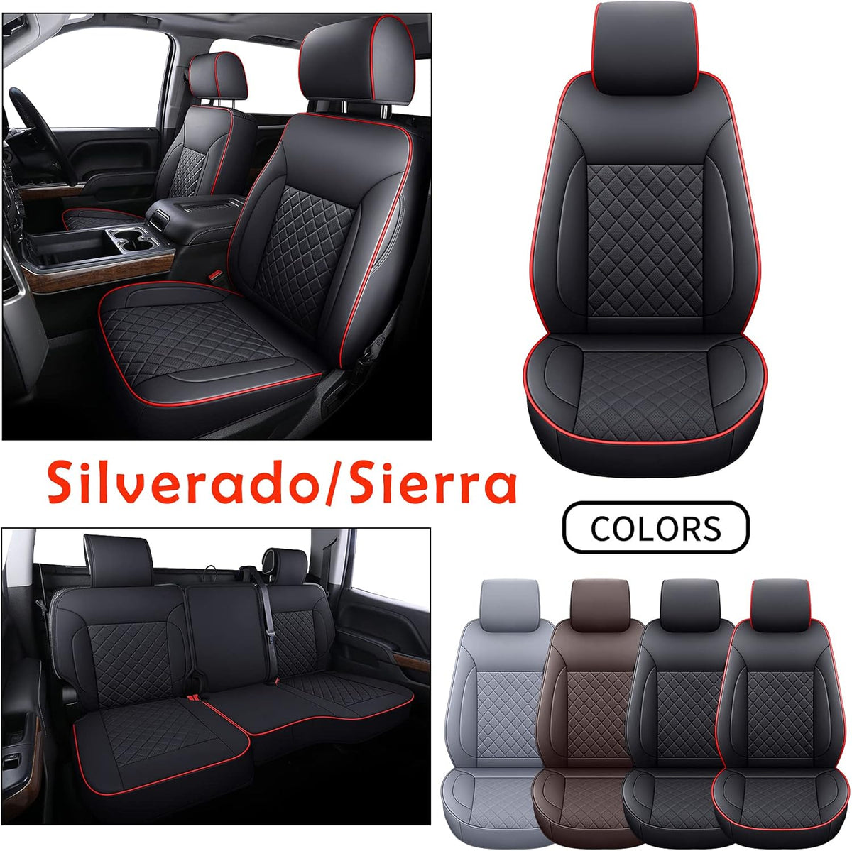 Full Set Water Proof Faux Leather Seat Covers W689417