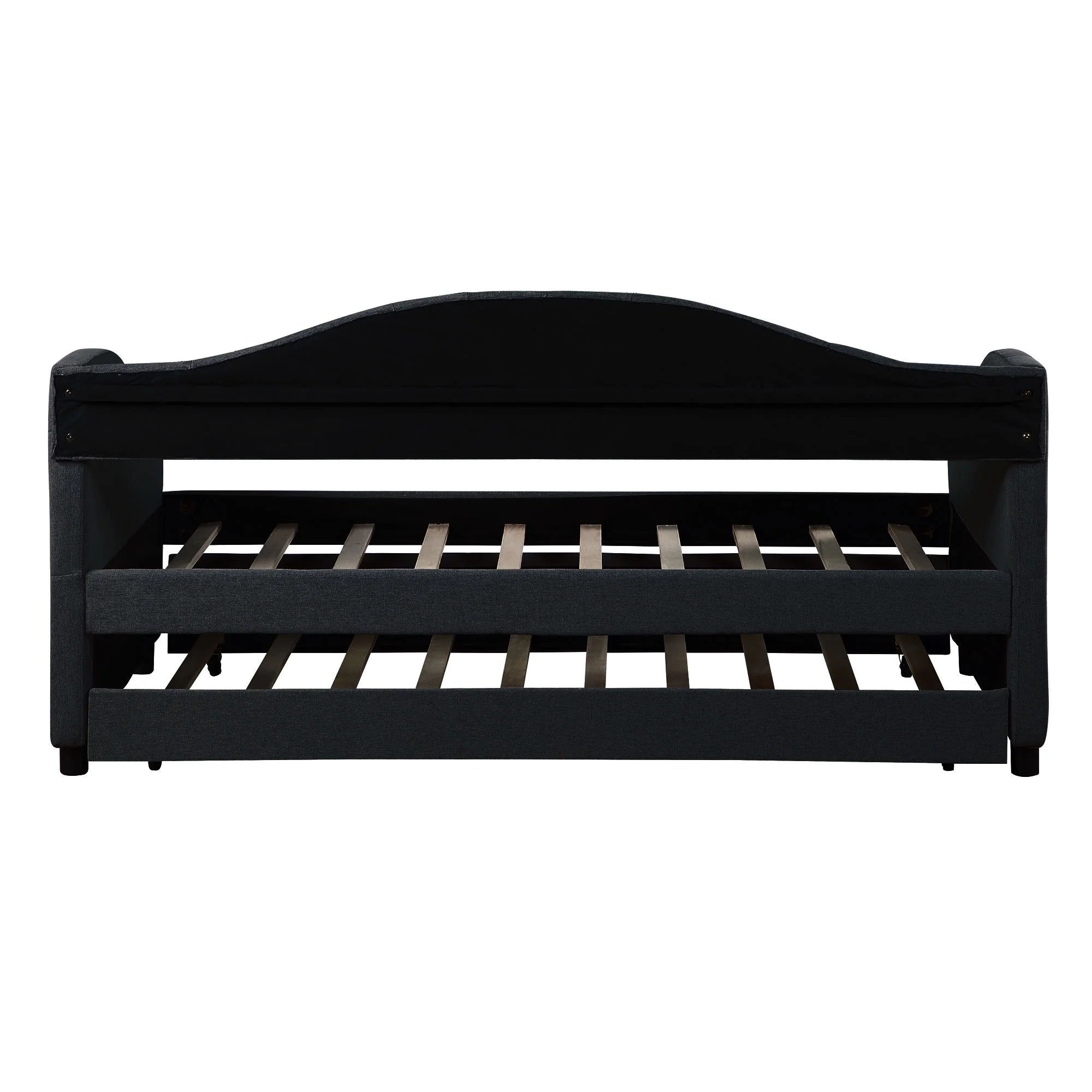 Dark Gray Wood Tufted Twin Size Daybed with Trundle D783