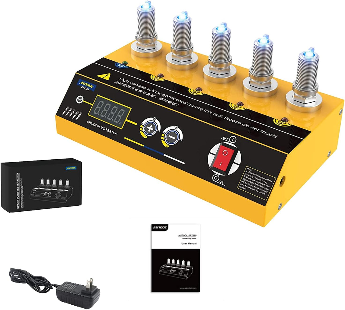 Car Spark Plug Tester with Adjustable 5 Holes and Digital Screen Y285454