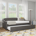 Charcoal Tufted Upholstered Twin Daybed with Trundle Z90589