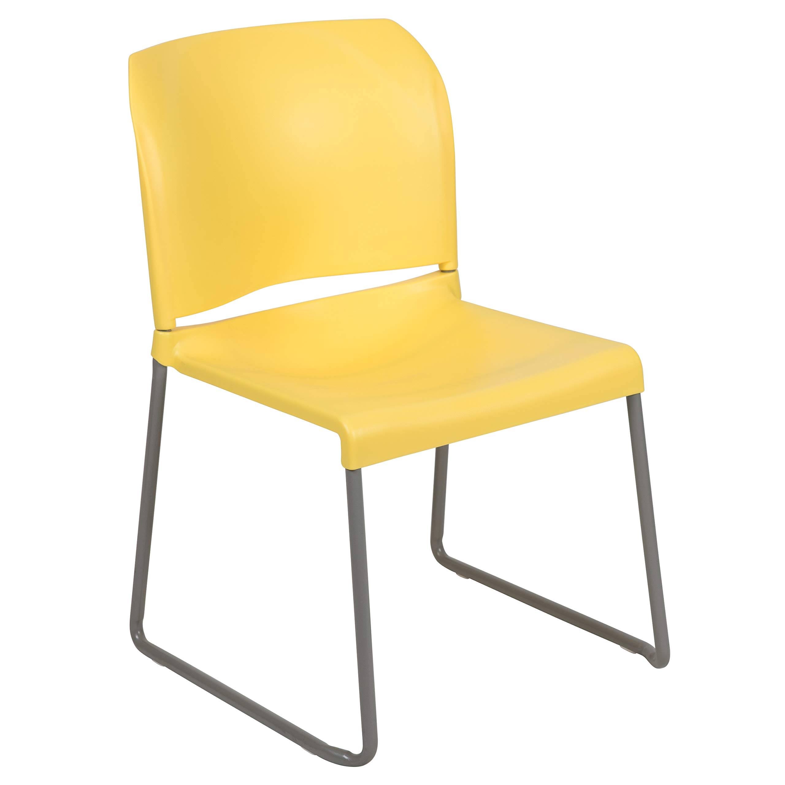 Yellow Full Back Contoured Stack Chair with Sled Base N982
