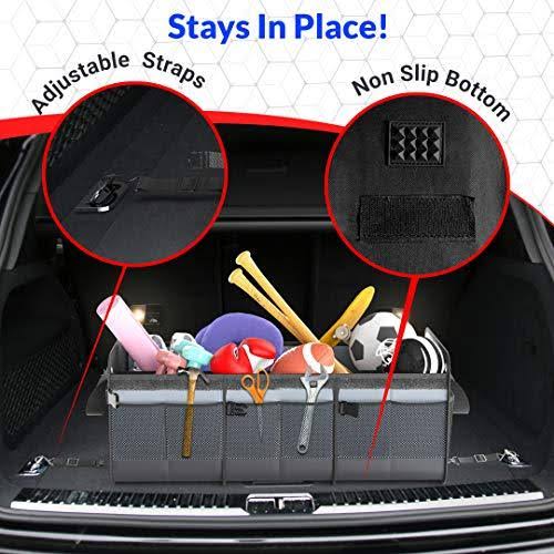 Grey Car Trunk Organizer with 3 Compartments H2998
