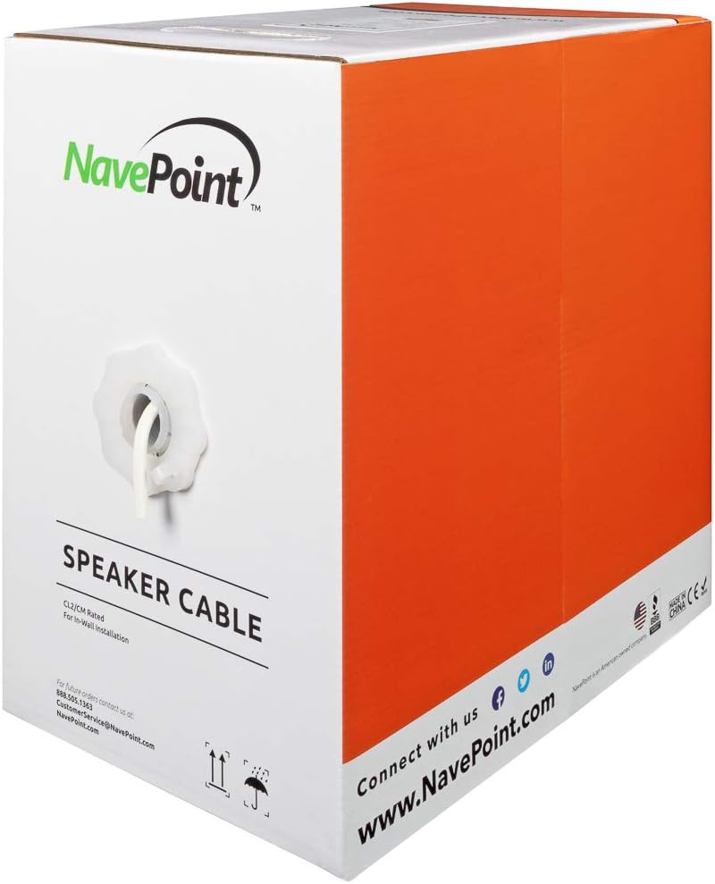 250ft 14/4 AWG 4 Conductor White Speaker Cable I426