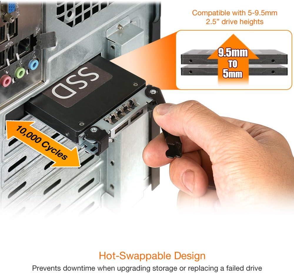 2.5" SATA SSD/HDD to PCIe 2.0 x1 Hot-Swap Mobile Rack for PCIe Expansion Slots, Pack of 2 N6073
