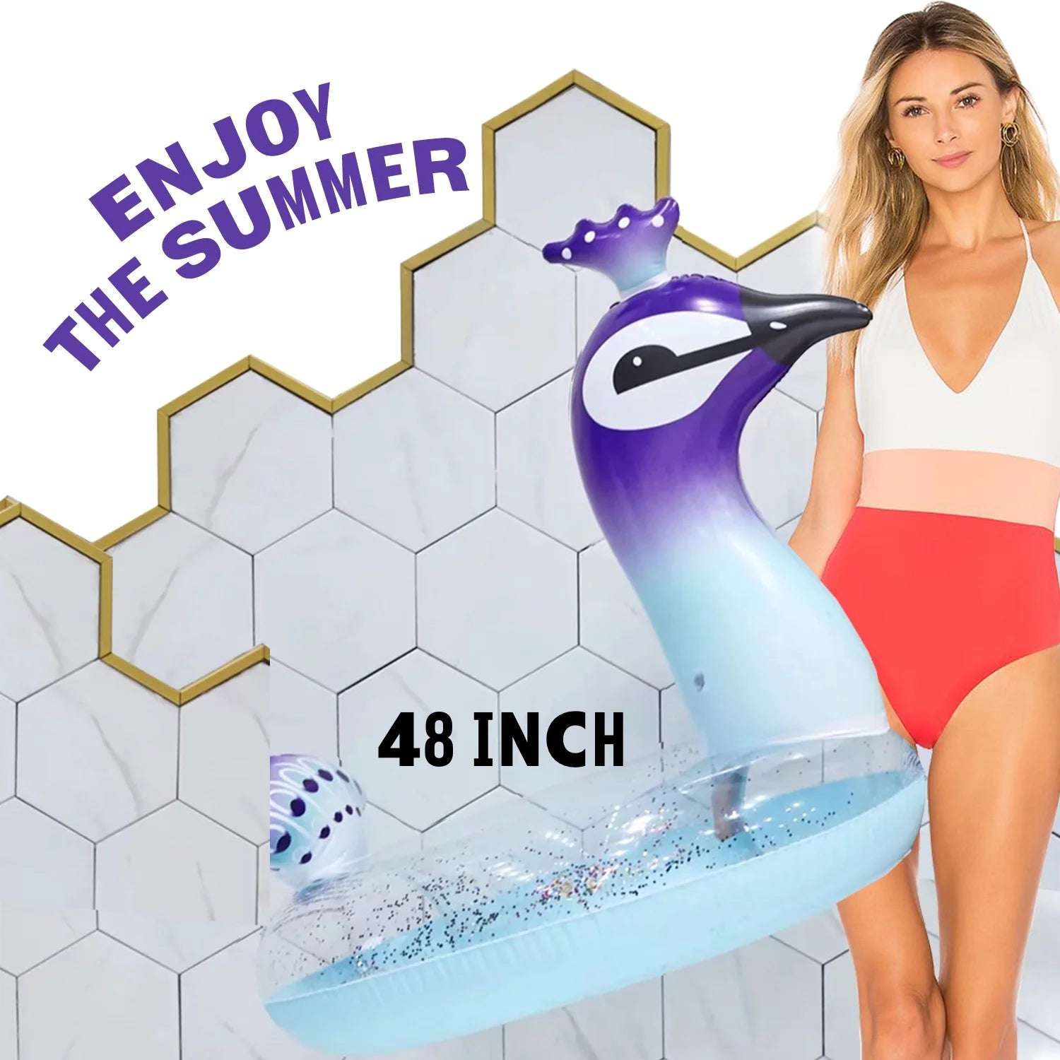 48" Giant Inflatable Peacock Pool Floatie N6775