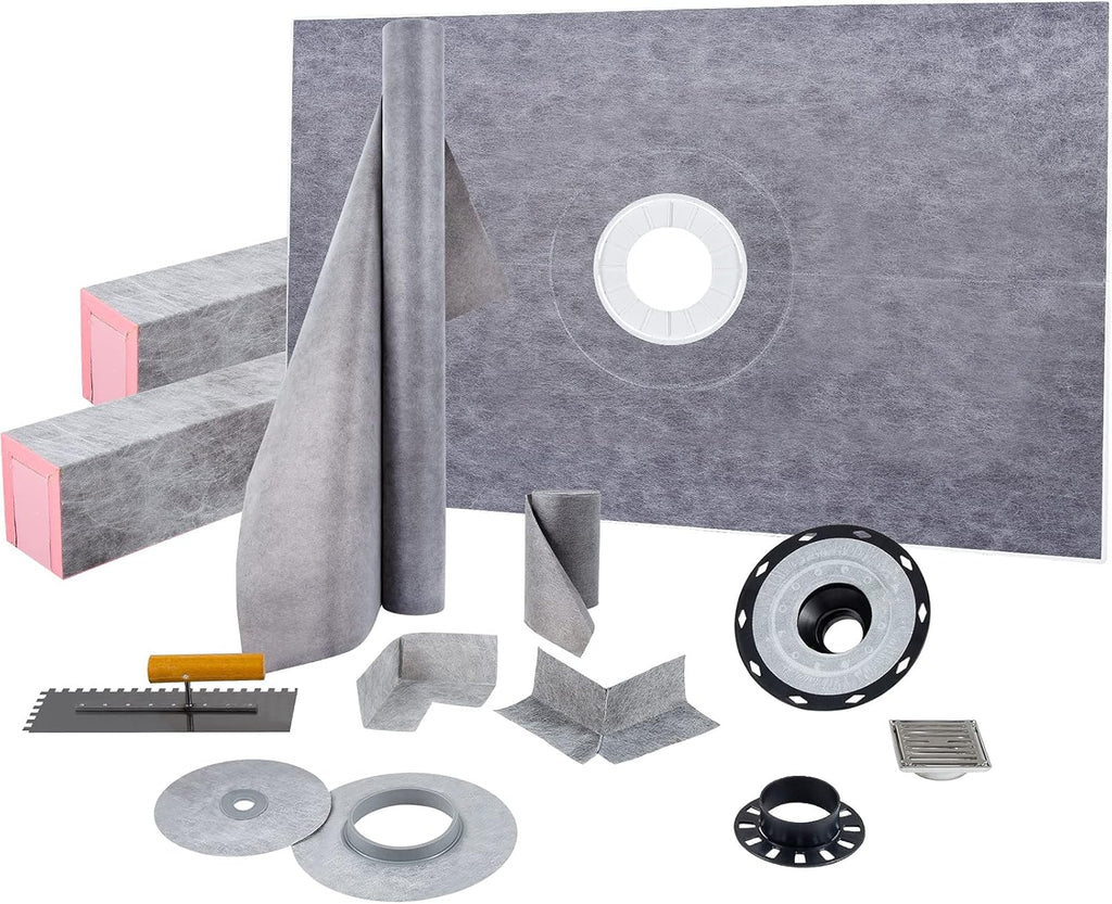 38" x 60" Watertight Shower Curb Overlay with 4" Stainless Steel Grate R93668