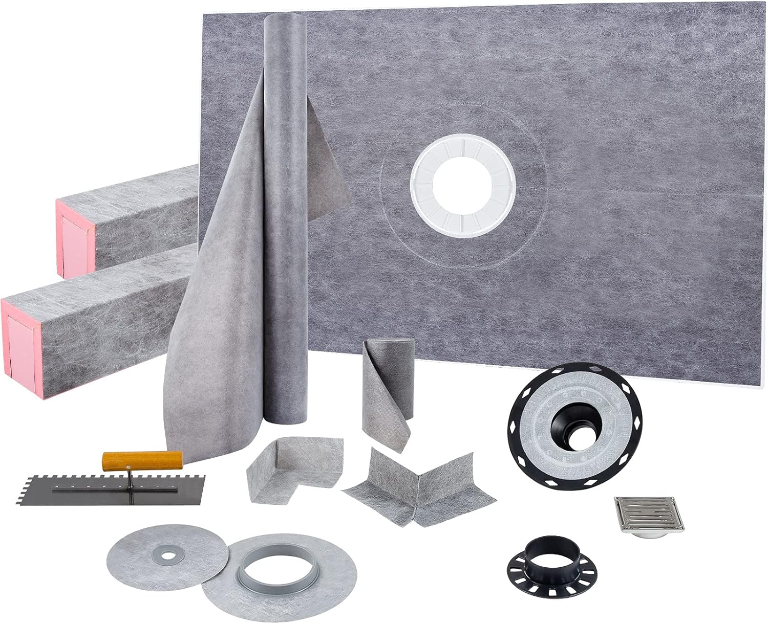 38" x 60" Watertight Shower Curb Overlay with 4" Stainless Steel Grate R93668