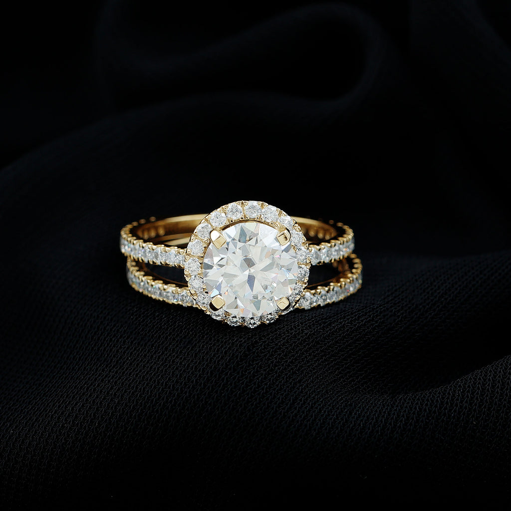 18K Yellow Gold Moissanite Wedding Ring Set, US 5.50 P6052