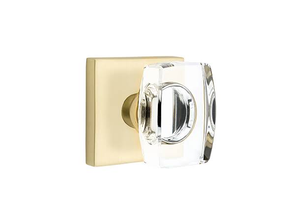 Double Dummy Windsor Crystal Knob with Square Rose Finish: Satin Brass D9525
