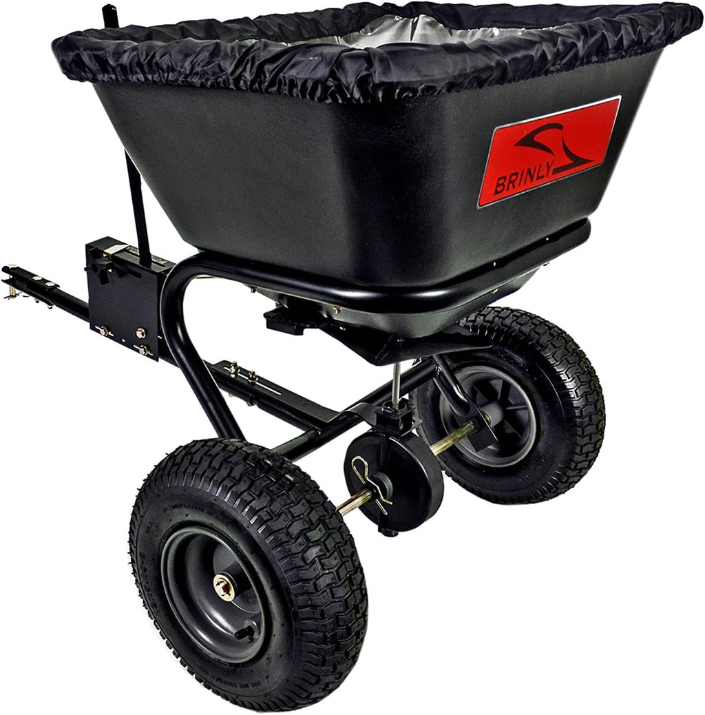125 lb. Tow Behind Broadcast Spreader with Weatherproof Cover and Universal Hitch A962399