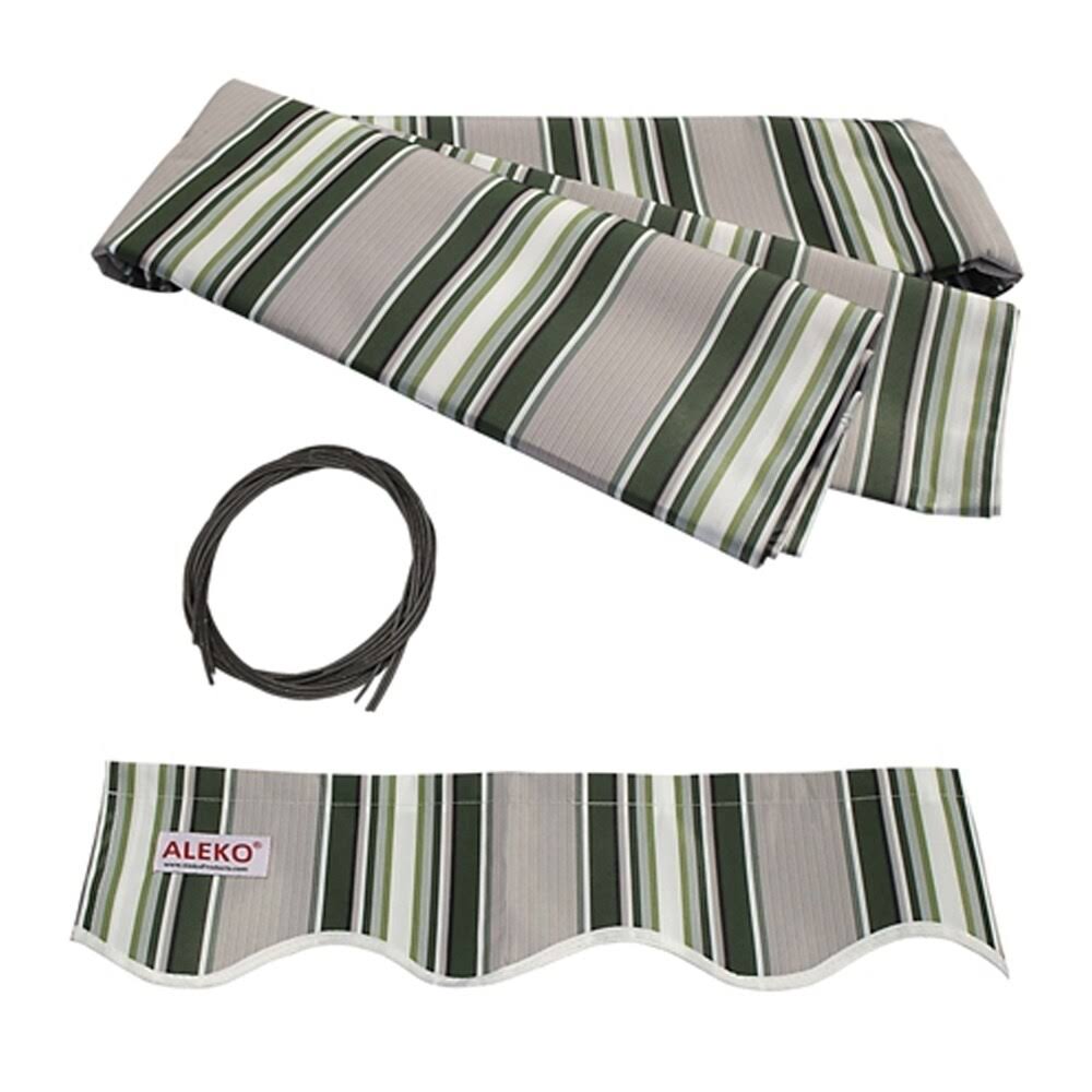 Black Frame Retractable Patio Canopy Awning 12 x 10 ft Multi Green K368